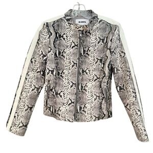 BB Dakota Moto Jacket Women XS Grey Snakeskin Faux Leather Biker Streetwear Edgy